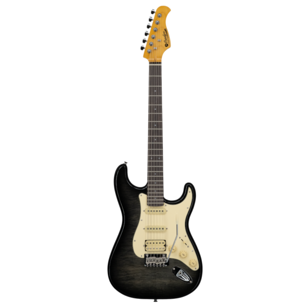 ST93 Alder TBK Guitare Électrique Prodipe HSS - Aulne Flame Top Trans Black